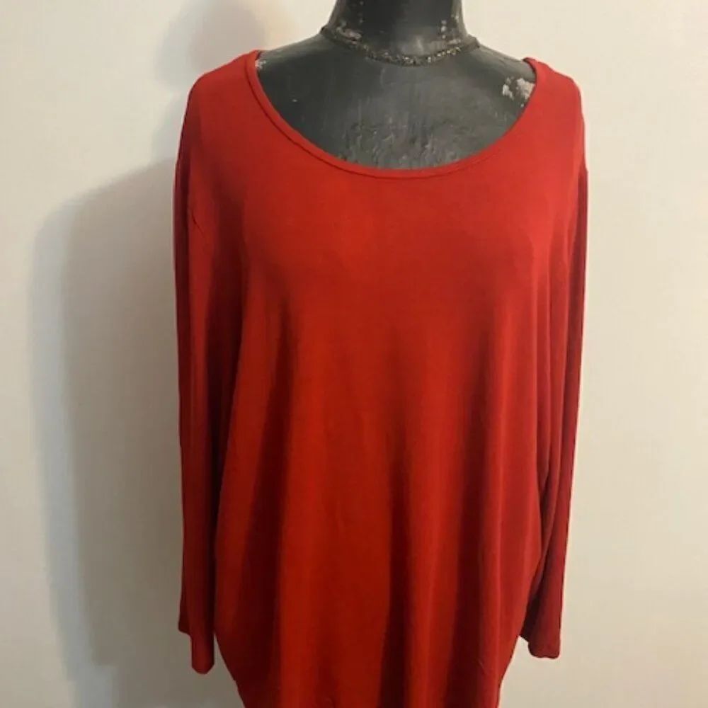 Eileen Fisher Red long sleeves scoop neck sweater, size 3X